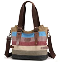  - Gindoly Bolso Mujer de Lona- Bolso Mujer Bandolera Bolso Hombro Multifunción y Bolso tote Bolso Shopper Bolso Mano con Gran Capacidad